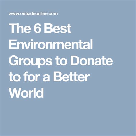 The 6 Best Environmental Groups to Donate to for a Better World.